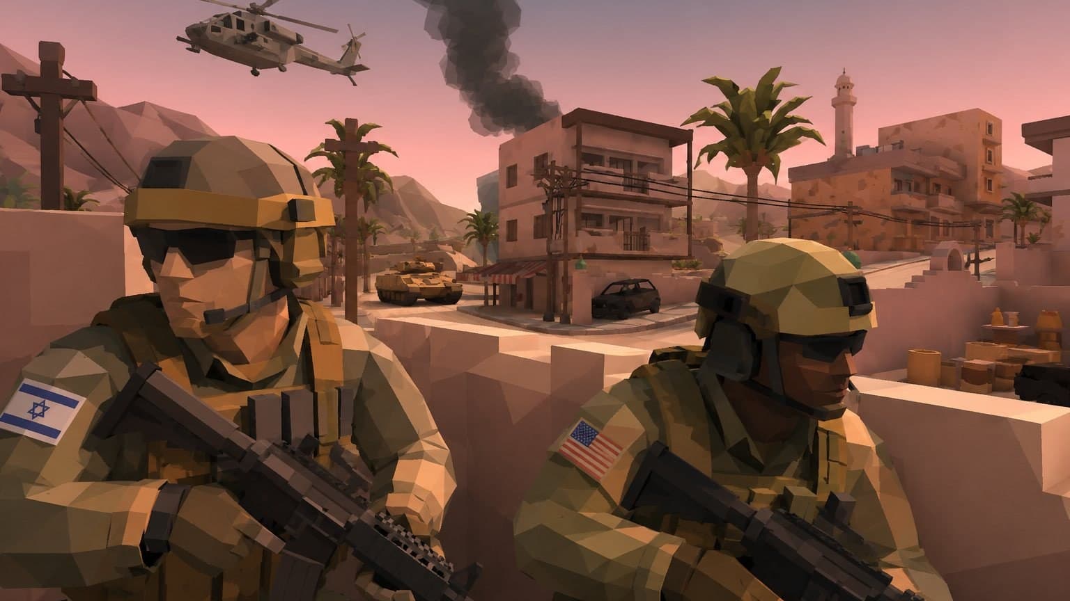 An armored column advancing across an open desert front