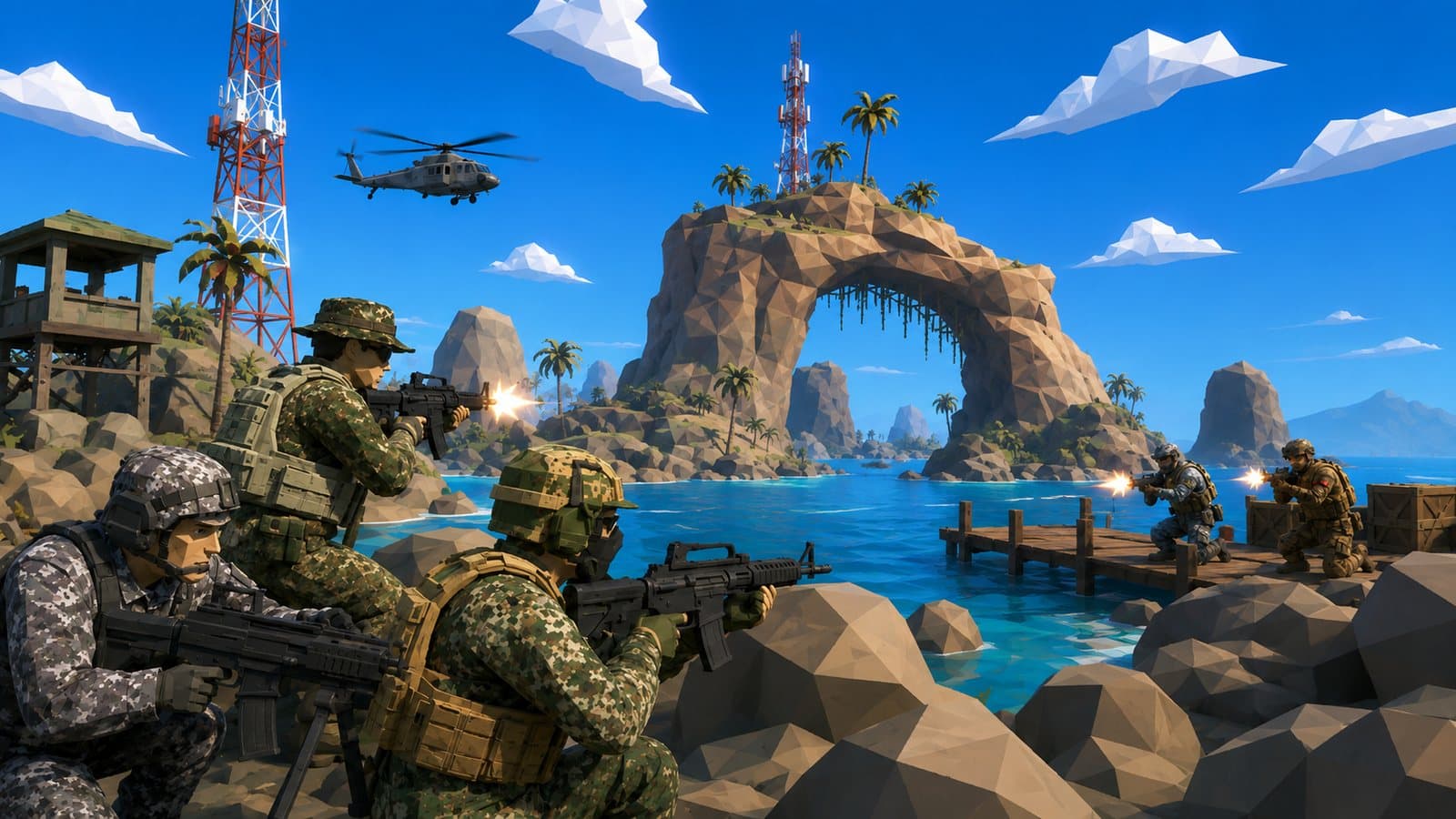Coastal firefight in the Pacific theatre