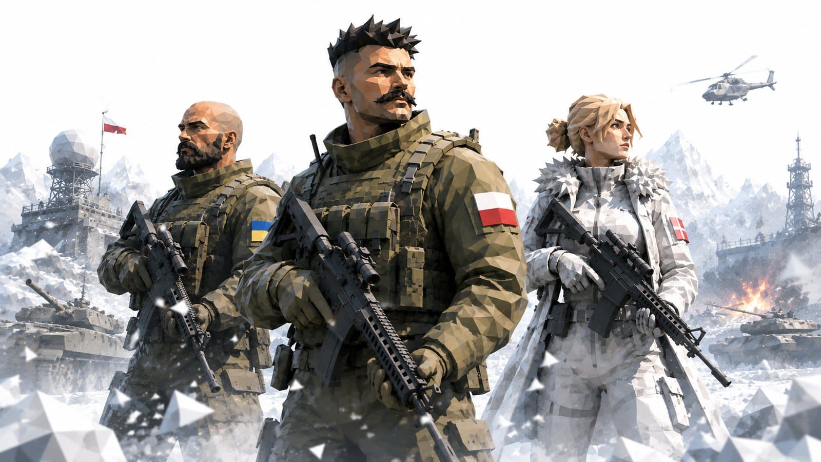 Squad advancing across a snowbound front